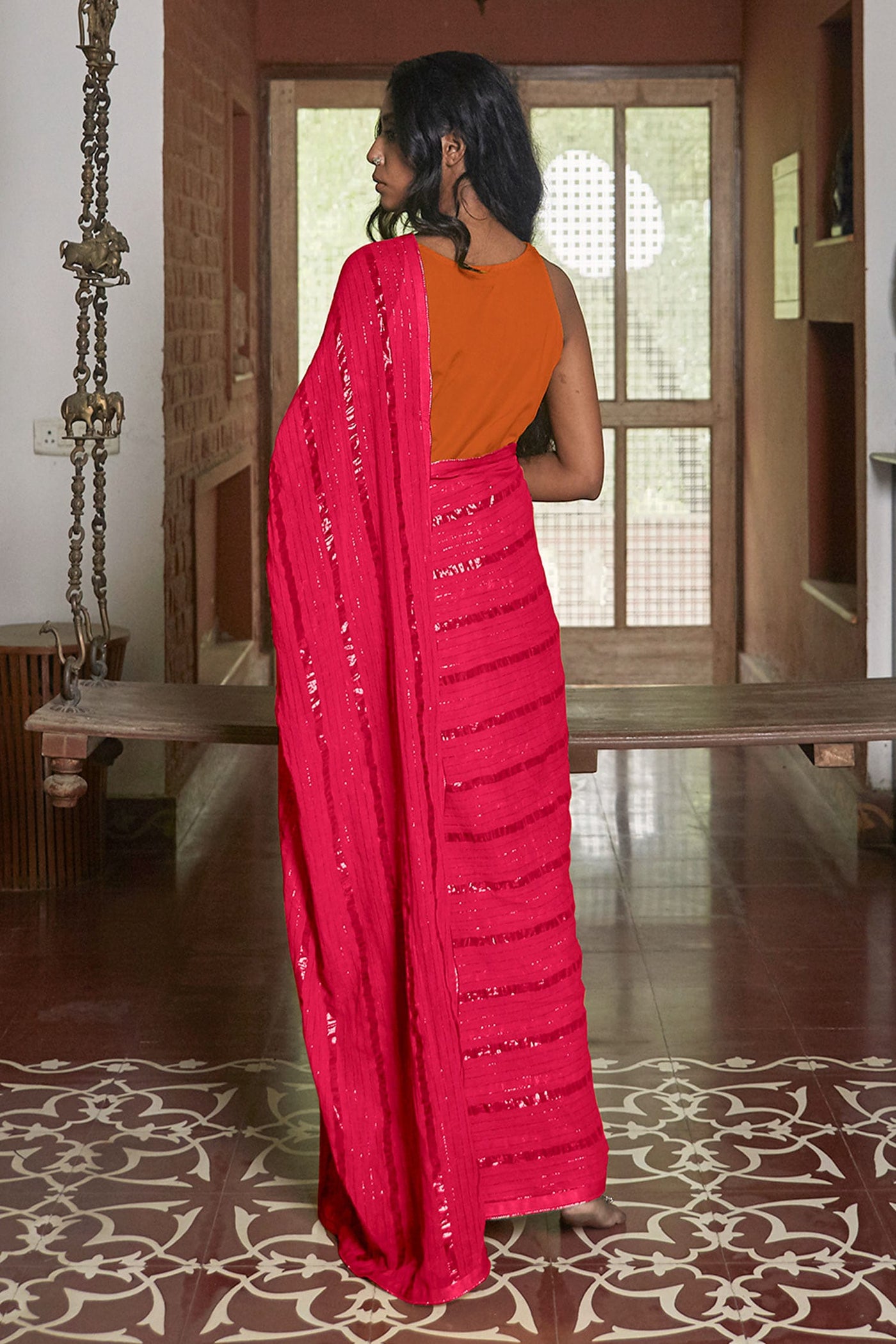 Pink Organic Dyed Saree - Indian Clothing in Denver, CO, Aurora, CO, Boulder, CO, Fort Collins, CO, Colorado Springs, CO, Parker, CO, Highlands Ranch, CO, Cherry Creek, CO, Centennial, CO, and Longmont, CO. Nationwide shipping USA - India Fashion X