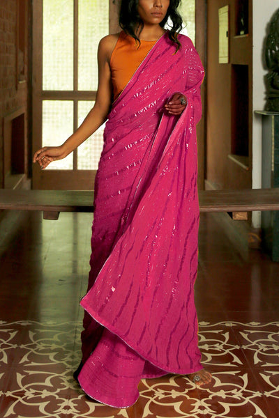 Pink Organic Dyed Saree - Indian Clothing in Denver, CO, Aurora, CO, Boulder, CO, Fort Collins, CO, Colorado Springs, CO, Parker, CO, Highlands Ranch, CO, Cherry Creek, CO, Centennial, CO, and Longmont, CO. Nationwide shipping USA - India Fashion X