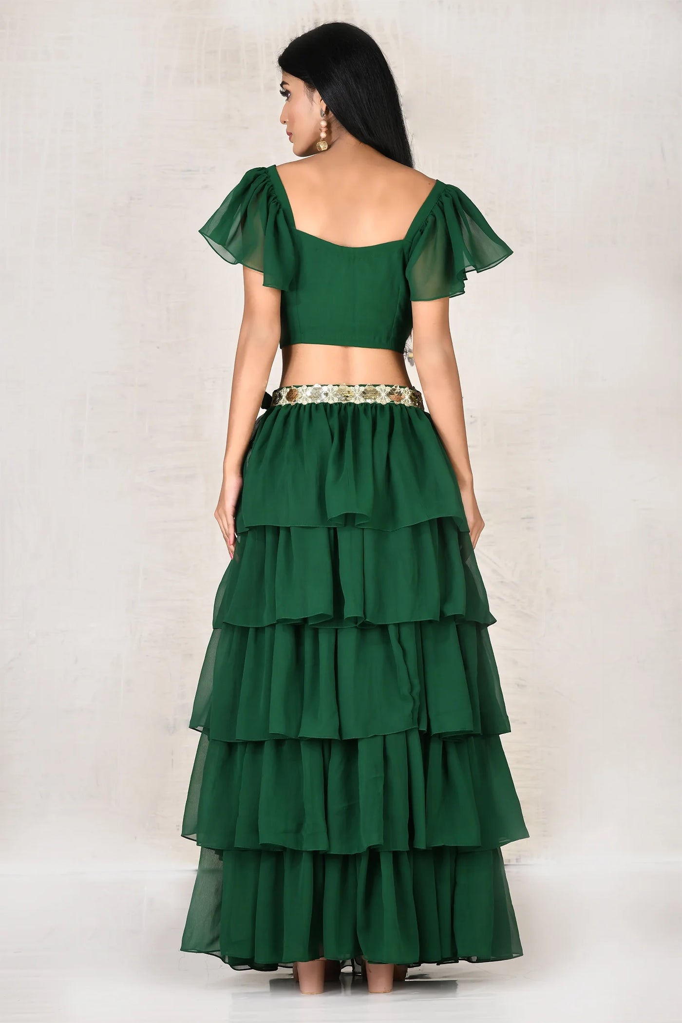Green Crop Top Skirt Set Indian Clothing in Denver, CO, Aurora, CO, Boulder, CO, Fort Collins, CO, Colorado Springs, CO, Parker, CO, Highlands Ranch, CO, Cherry Creek, CO, Centennial, CO, and Longmont, CO. NATIONWIDE SHIPPING USA- India Fashion X