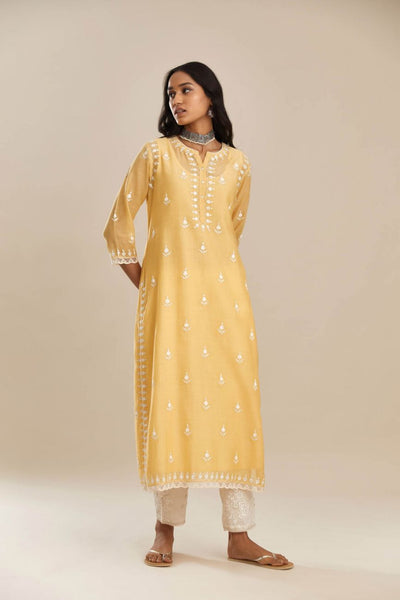 Yellow Short Kalidar Kurta Set - Indian Clothing in Denver, CO, Aurora, CO, Boulder, CO, Fort Collins, CO, Colorado Springs, CO, Parker, CO, Highlands Ranch, CO, Cherry Creek, CO, Centennial, CO, and Longmont, CO. Nationwide shipping USA - India Fashion X