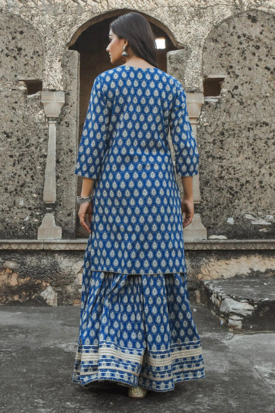 Blue Printed Kurta Set Indian Clothing in Denver, CO, Aurora, CO, Boulder, CO, Fort Collins, CO, Colorado Springs, CO, Parker, CO, Highlands Ranch, CO, Cherry Creek, CO, Centennial, CO, and Longmont, CO. NATIONWIDE SHIPPING USA- India Fashion X