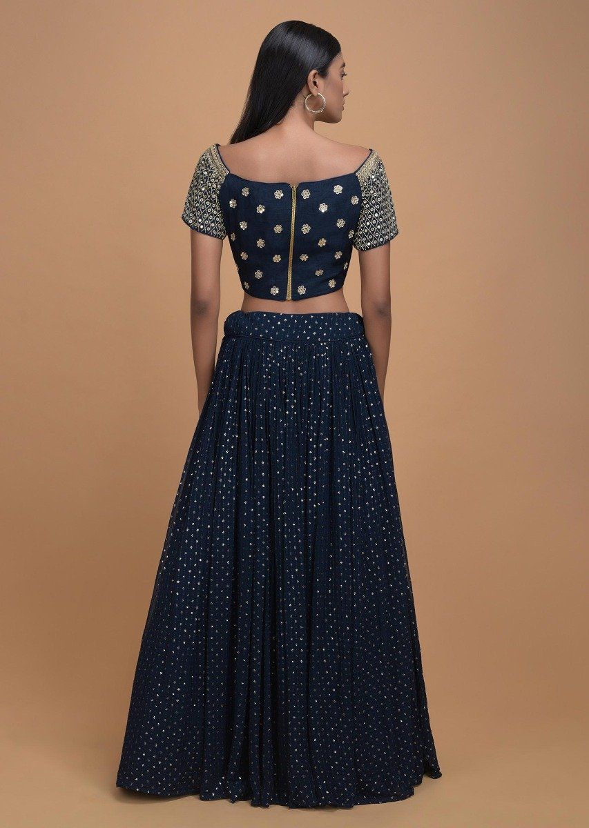 Lehenga In Midnight Blue Georgette With Sequins - Indian Clothing in Denver, CO, Aurora, CO, Boulder, CO, Fort Collins, CO, Colorado Springs, CO, Parker, CO, Highlands Ranch, CO, Cherry Creek, CO, Centennial, CO, and Longmont, CO. Nationwide shipping USA - India Fashion X