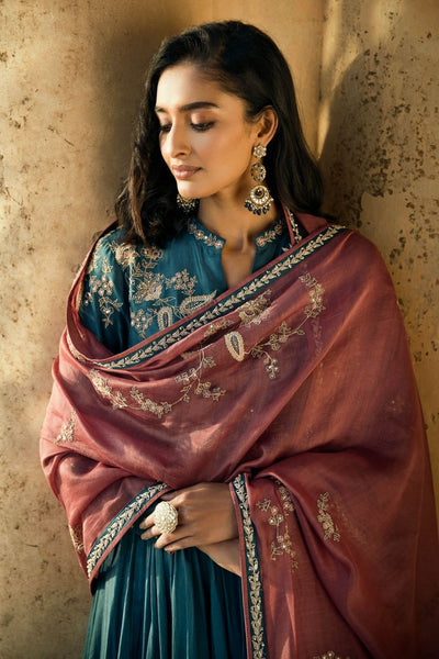 Turquoise Blue Anarkali Set - Indian Clothing in Denver, CO, Aurora, CO, Boulder, CO, Fort Collins, CO, Colorado Springs, CO, Parker, CO, Highlands Ranch, CO, Cherry Creek, CO, Centennial, CO, and Longmont, CO. Nationwide shipping USA - India Fashion X