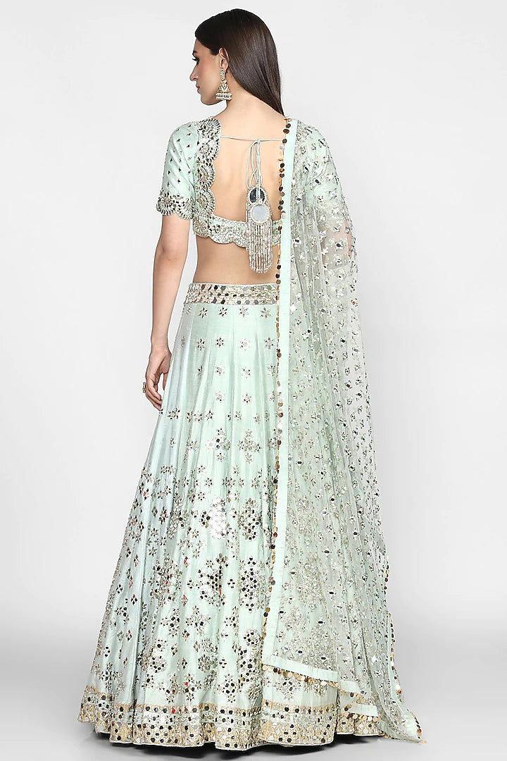 Sky Blue Embroidered Lehenga Set - Indian Clothing in Denver, CO, Aurora, CO, Boulder, CO, Fort Collins, CO, Colorado Springs, CO, Parker, CO, Highlands Ranch, CO, Cherry Creek, CO, Centennial, CO, and Longmont, CO. Nationwide shipping USA - India Fashion X