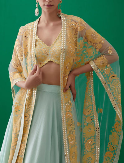 Mint Green Long Cape Set Indian Clothing in Denver, CO, Aurora, CO, Boulder, CO, Fort Collins, CO, Colorado Springs, CO, Parker, CO, Highlands Ranch, CO, Cherry Creek, CO, Centennial, CO, and Longmont, CO. NATIONWIDE SHIPPING USA- India Fashion X