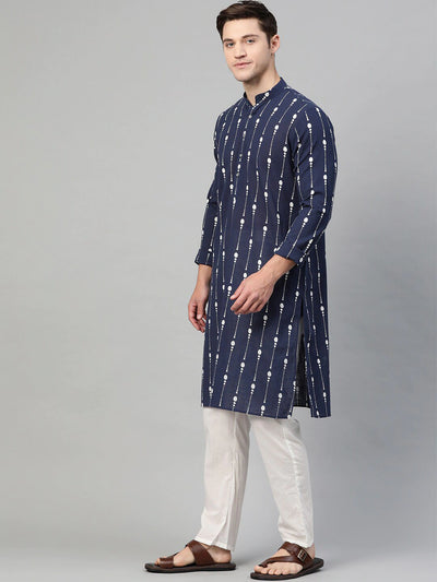 Navy Print Kurta Set Indian Clothing in Denver, CO, Aurora, CO, Boulder, CO, Fort Collins, CO, Colorado Springs, CO, Parker, CO, Highlands Ranch, CO, Cherry Creek, CO, Centennial, CO, and Longmont, CO. NATIONWIDE SHIPPING USA- India Fashion X