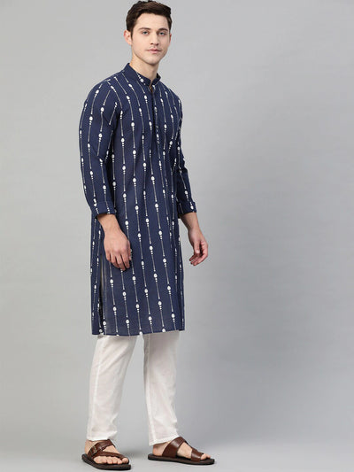 Navy Print Kurta Set Indian Clothing in Denver, CO, Aurora, CO, Boulder, CO, Fort Collins, CO, Colorado Springs, CO, Parker, CO, Highlands Ranch, CO, Cherry Creek, CO, Centennial, CO, and Longmont, CO. NATIONWIDE SHIPPING USA- India Fashion X