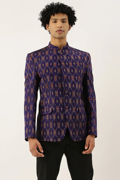 Purple Ikat Bandhgala Jacket Indian Clothing in Denver, CO, Aurora, CO, Boulder, CO, Fort Collins, CO, Colorado Springs, CO, Parker, CO, Highlands Ranch, CO, Cherry Creek, CO, Centennial, CO, and Longmont, CO. NATIONWIDE SHIPPING USA- India Fashion X