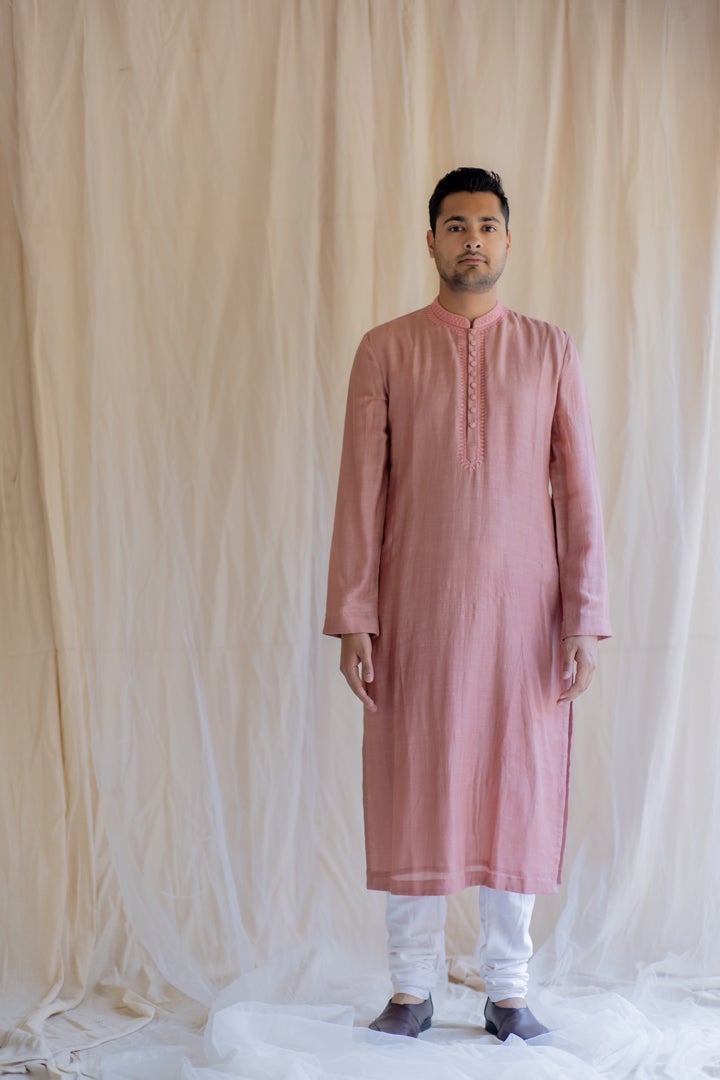Blush Muga kurta Indian Clothing in Denver, CO, Aurora, CO, Boulder, CO, Fort Collins, CO, Colorado Springs, CO, Parker, CO, Highlands Ranch, CO, Cherry Creek, CO, Centennial, CO, and Longmont, CO. NATIONWIDE SHIPPING USA- India Fashion X