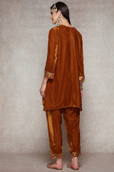 Brown Embroidered Kurta Set - Indian Clothing in Denver, CO, Aurora, CO, Boulder, CO, Fort Collins, CO, Colorado Springs, CO, Parker, CO, Highlands Ranch, CO, Cherry Creek, CO, Centennial, CO, and Longmont, CO. Nationwide shipping USA - India Fashion X