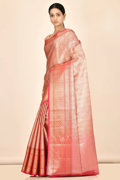 Peach Banarasi Tissue Silk Saree - Indian Clothing in Denver, CO, Aurora, CO, Boulder, CO, Fort Collins, CO, Colorado Springs, CO, Parker, CO, Highlands Ranch, CO, Cherry Creek, CO, Centennial, CO, and Longmont, CO. Nationwide shipping USA - India Fashion X