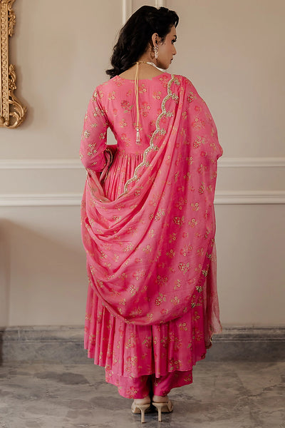Fuchsia Printed Anarkali Set - Indian Clothing in Denver, CO, Aurora, CO, Boulder, CO, Fort Collins, CO, Colorado Springs, CO, Parker, CO, Highlands Ranch, CO, Cherry Creek, CO, Centennial, CO, and Longmont, CO. Nationwide shipping USA - India Fashion X