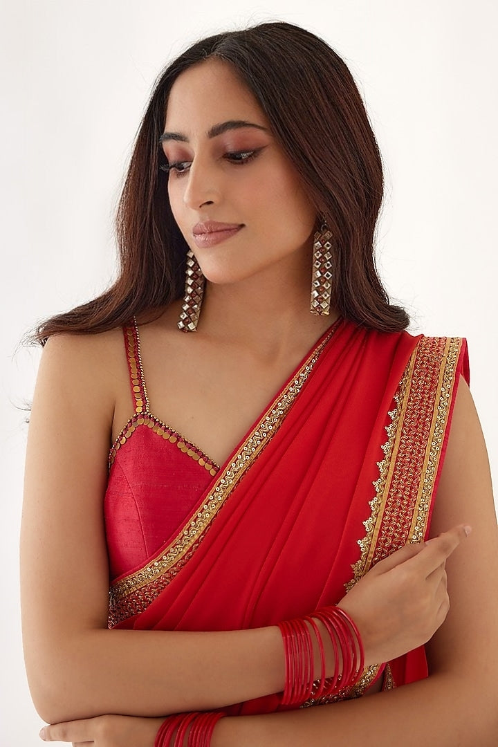 Coral Gajjiri Embroidered Saree Set Indian Clothing in Denver, CO, Aurora, CO, Boulder, CO, Fort Collins, CO, Colorado Springs, CO, Parker, CO, Highlands Ranch, CO, Cherry Creek, CO, Centennial, CO, and Longmont, CO. NATIONWIDE SHIPPING USA- India Fashion X