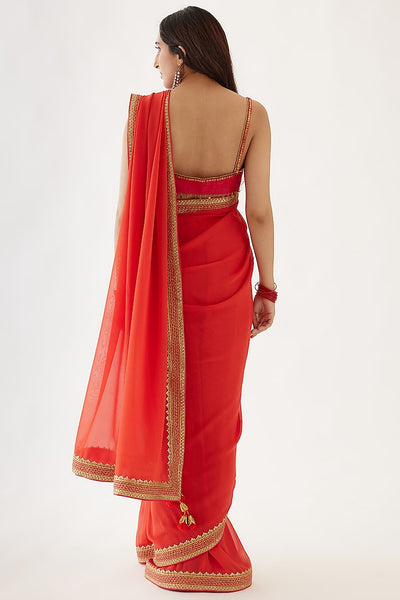 Coral Gajjiri Embroidered Saree Set Indian Clothing in Denver, CO, Aurora, CO, Boulder, CO, Fort Collins, CO, Colorado Springs, CO, Parker, CO, Highlands Ranch, CO, Cherry Creek, CO, Centennial, CO, and Longmont, CO. NATIONWIDE SHIPPING USA- India Fashion X