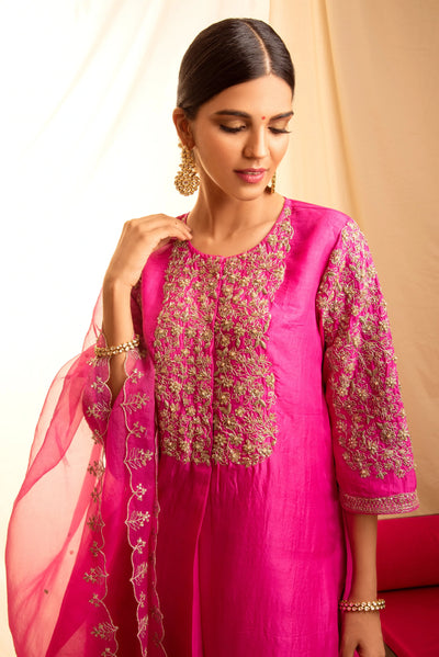 Pink Flared Kurta Set - Indian Clothing in Denver, CO, Aurora, CO, Boulder, CO, Fort Collins, CO, Colorado Springs, CO, Parker, CO, Highlands Ranch, CO, Cherry Creek, CO, Centennial, CO, and Longmont, CO. Nationwide shipping USA - India Fashion X