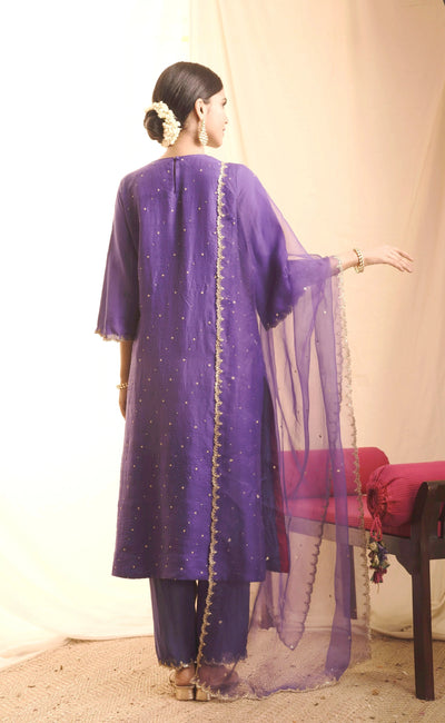 Purple Embroidered Kurta Set - Indian Clothing in Denver, CO, Aurora, CO, Boulder, CO, Fort Collins, CO, Colorado Springs, CO, Parker, CO, Highlands Ranch, CO, Cherry Creek, CO, Centennial, CO, and Longmont, CO. Nationwide shipping USA - India Fashion X