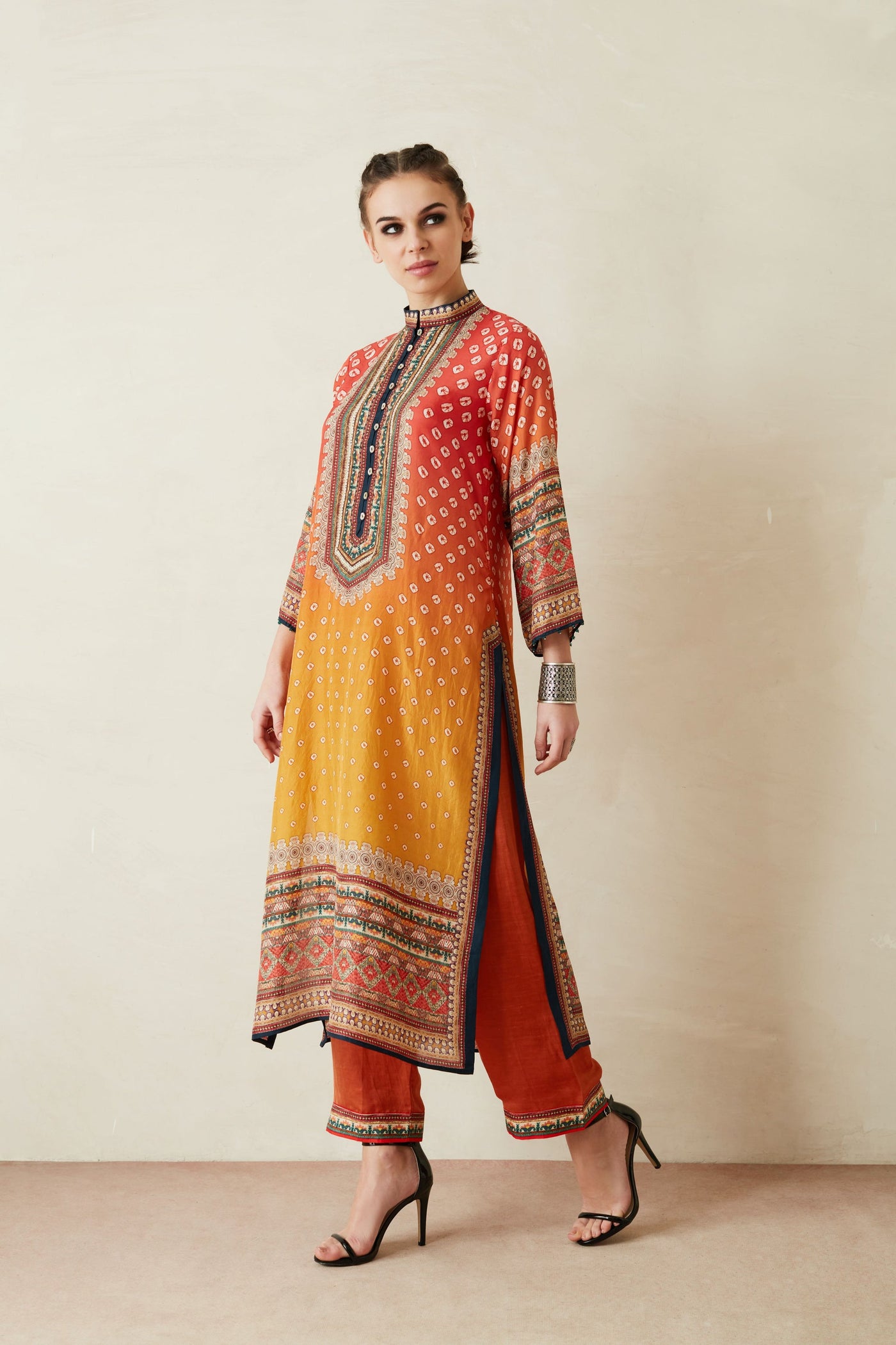 Ethnic Sunrise Print Kurta - Indian Clothing in Denver, CO, Aurora, CO, Boulder, CO, Fort Collins, CO, Colorado Springs, CO, Parker, CO, Highlands Ranch, CO, Cherry Creek, CO, Centennial, CO, and Longmont, CO. Nationwide shipping USA - India Fashion X