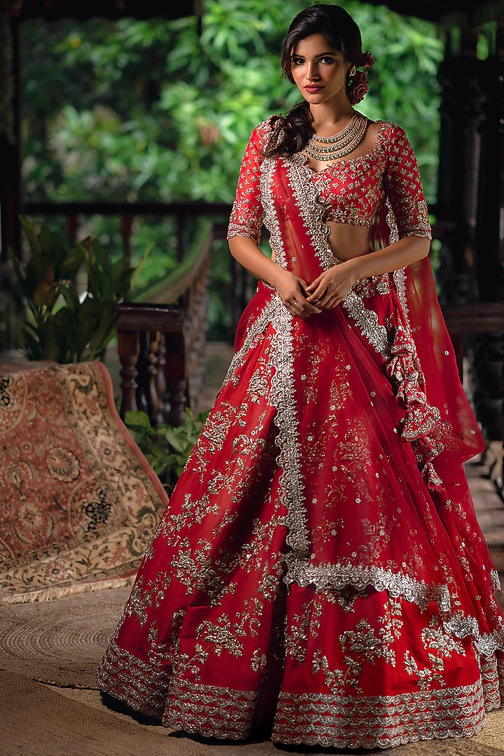 Red Silk Lehenga Set Indian Clothing in Denver, CO, Aurora, CO, Boulder, CO, Fort Collins, CO, Colorado Springs, CO, Parker, CO, Highlands Ranch, CO, Cherry Creek, CO, Centennial, CO, and Longmont, CO. NATIONWIDE SHIPPING USA- India Fashion X