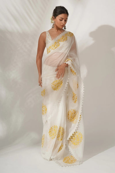 White Silk Organza Saree - Indian Clothing in Denver, CO, Aurora, CO, Boulder, CO, Fort Collins, CO, Colorado Springs, CO, Parker, CO, Highlands Ranch, CO, Cherry Creek, CO, Centennial, CO, and Longmont, CO. Nationwide shipping USA - India Fashion X