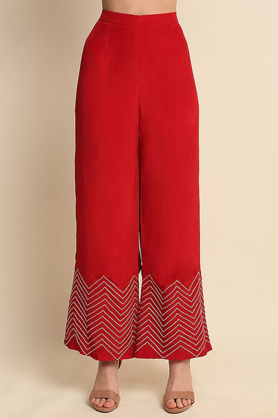 Red Crepe Anarkali Set - Indian Clothing in Denver, CO, Aurora, CO, Boulder, CO, Fort Collins, CO, Colorado Springs, CO, Parker, CO, Highlands Ranch, CO, Cherry Creek, CO, Centennial, CO, and Longmont, CO. Nationwide shipping USA - India Fashion X
