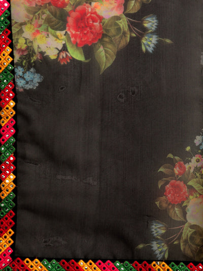 Black Floral Printed Saree Indian Clothing in Denver, CO, Aurora, CO, Boulder, CO, Fort Collins, CO, Colorado Springs, CO, Parker, CO, Highlands Ranch, CO, Cherry Creek, CO, Centennial, CO, and Longmont, CO. NATIONWIDE SHIPPING USA- India Fashion X