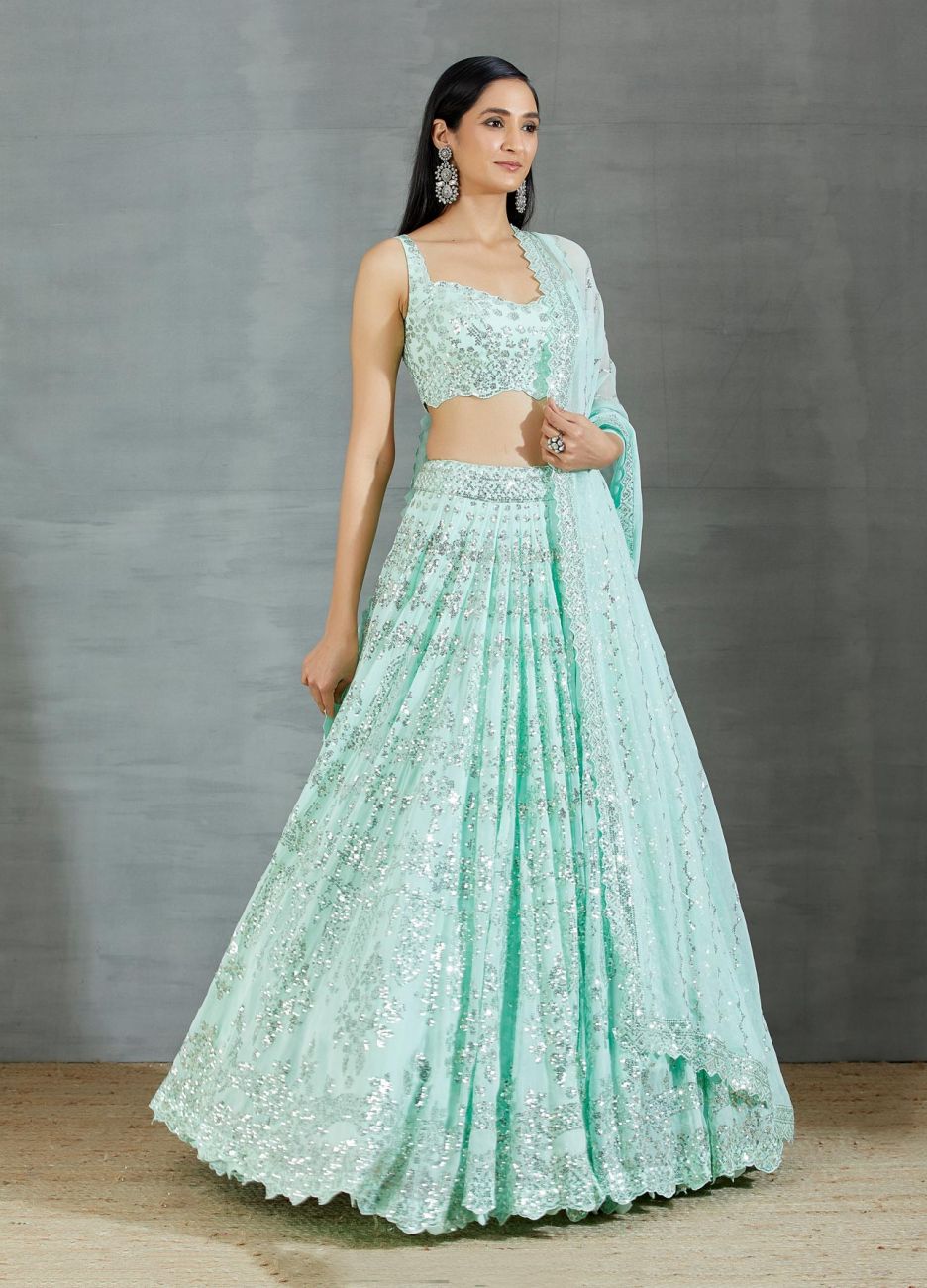 Sea Green Lehenga Set - Indian Clothing in Denver, CO, Aurora, CO, Boulder, CO, Fort Collins, CO, Colorado Springs, CO, Parker, CO, Highlands Ranch, CO, Cherry Creek, CO, Centennial, CO, and Longmont, CO. Nationwide shipping USA - India Fashion X