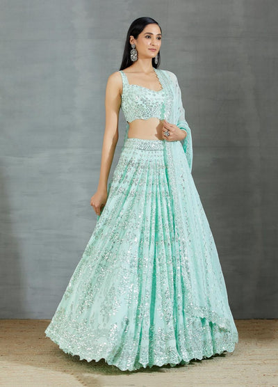 Sea Green Lehenga Set - Indian Clothing in Denver, CO, Aurora, CO, Boulder, CO, Fort Collins, CO, Colorado Springs, CO, Parker, CO, Highlands Ranch, CO, Cherry Creek, CO, Centennial, CO, and Longmont, CO. Nationwide shipping USA - India Fashion X