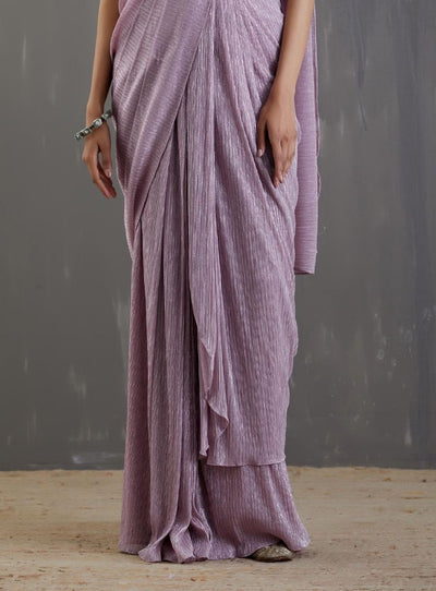 Lilac Pre-Draped Saree Set - Indian Clothing in Denver, CO, Aurora, CO, Boulder, CO, Fort Collins, CO, Colorado Springs, CO, Parker, CO, Highlands Ranch, CO, Cherry Creek, CO, Centennial, CO, and Longmont, CO. Nationwide shipping USA - India Fashion X
