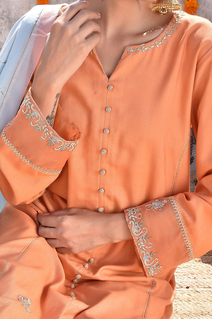 Dusty Orange Salwar Set Indian Clothing in Denver, CO, Aurora, CO, Boulder, CO, Fort Collins, CO, Colorado Springs, CO, Parker, CO, Highlands Ranch, CO, Cherry Creek, CO, Centennial, CO, and Longmont, CO. NATIONWIDE SHIPPING USA- India Fashion X