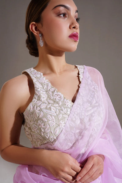Purple Suede Organza Saree - Indian Clothing in Denver, CO, Aurora, CO, Boulder, CO, Fort Collins, CO, Colorado Springs, CO, Parker, CO, Highlands Ranch, CO, Cherry Creek, CO, Centennial, CO, and Longmont, CO. Nationwide shipping USA - India Fashion X