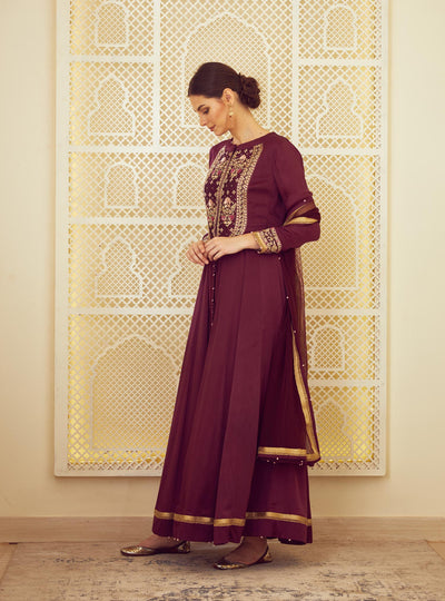 Wine Silk Anarkali Set Indian Clothing in Denver, CO, Aurora, CO, Boulder, CO, Fort Collins, CO, Colorado Springs, CO, Parker, CO, Highlands Ranch, CO, Cherry Creek, CO, Centennial, CO, and Longmont, CO. NATIONWIDE SHIPPING USA- India Fashion X