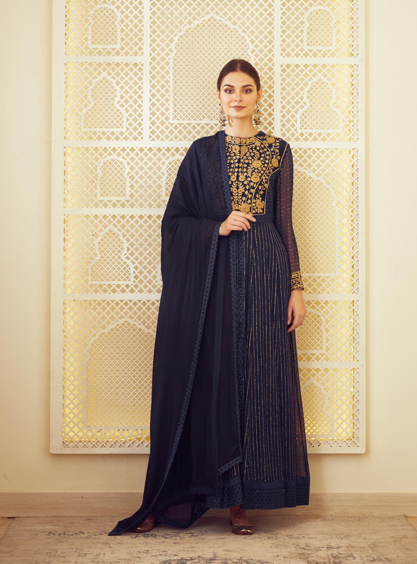 Navy Blue Anarkali Set Indian Clothing in Denver, CO, Aurora, CO, Boulder, CO, Fort Collins, CO, Colorado Springs, CO, Parker, CO, Highlands Ranch, CO, Cherry Creek, CO, Centennial, CO, and Longmont, CO. NATIONWIDE SHIPPING USA- India Fashion X