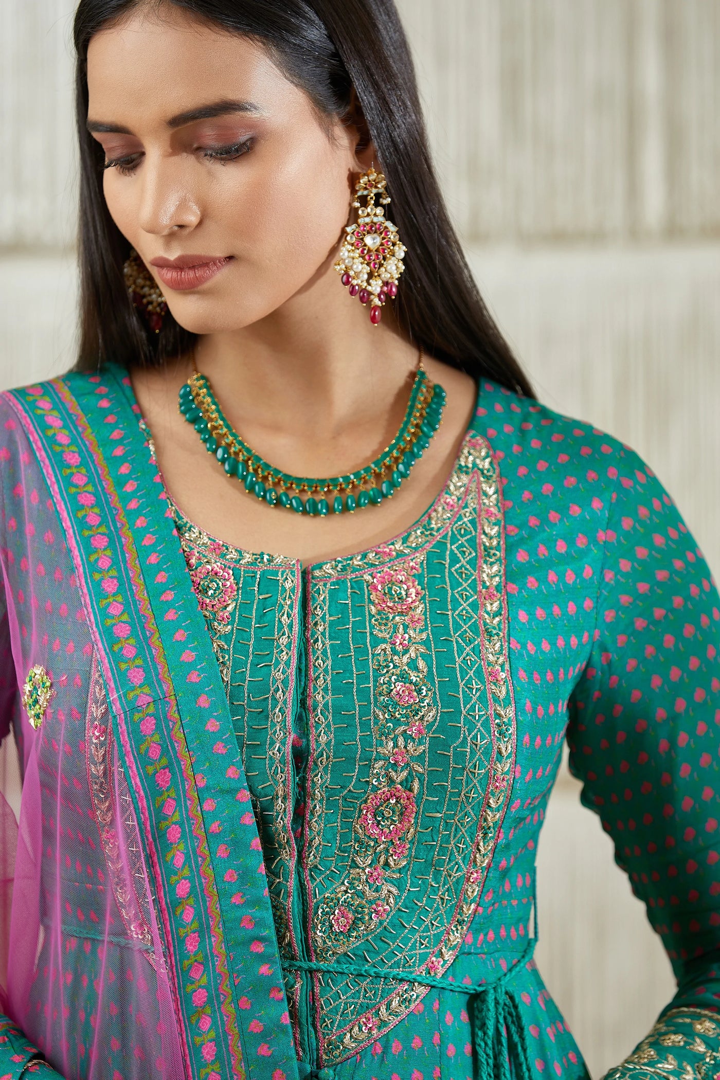 Teal Zardozi Anarkali Set Indian Clothing in Denver, CO, Aurora, CO, Boulder, CO, Fort Collins, CO, Colorado Springs, CO, Parker, CO, Highlands Ranch, CO, Cherry Creek, CO, Centennial, CO, and Longmont, CO. NATIONWIDE SHIPPING USA- India Fashion X