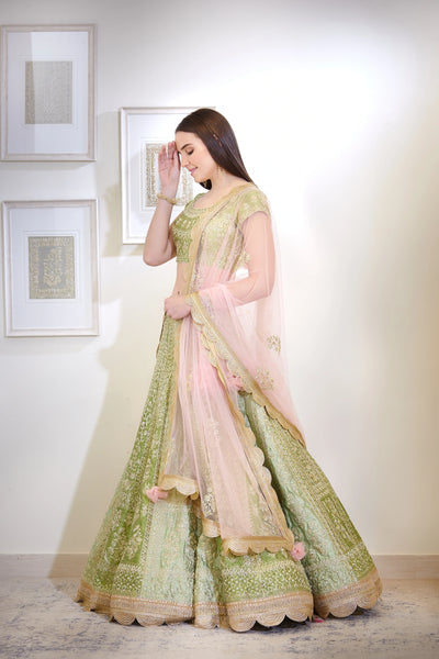 Green Embroidered Lehenga Indian Clothing in Denver, CO, Aurora, CO, Boulder, CO, Fort Collins, CO, Colorado Springs, CO, Parker, CO, Highlands Ranch, CO, Cherry Creek, CO, Centennial, CO, and Longmont, CO. NATIONWIDE SHIPPING USA- India Fashion X