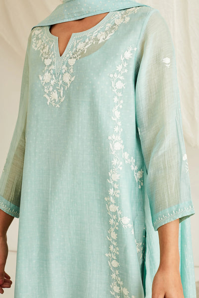 Mint Green-Ivory Suit Set - Indian Clothing in Denver, CO, Aurora, CO, Boulder, CO, Fort Collins, CO, Colorado Springs, CO, Parker, CO, Highlands Ranch, CO, Cherry Creek, CO, Centennial, CO, and Longmont, CO. Nationwide shipping USA - India Fashion X