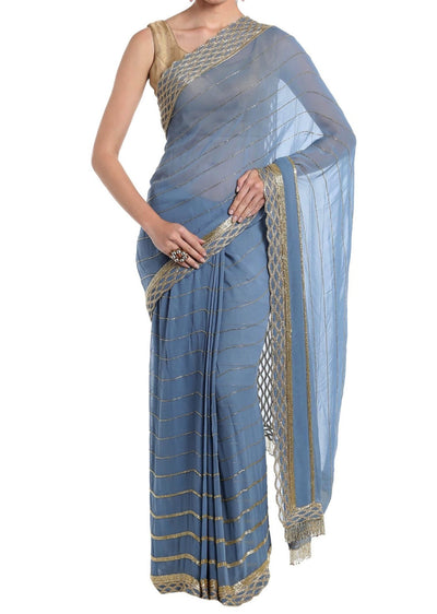 Sky Blue Embellished Saree - Indian Clothing in Denver, CO, Aurora, CO, Boulder, CO, Fort Collins, CO, Colorado Springs, CO, Parker, CO, Highlands Ranch, CO, Cherry Creek, CO, Centennial, CO, and Longmont, CO. Nationwide shipping USA - India Fashion X