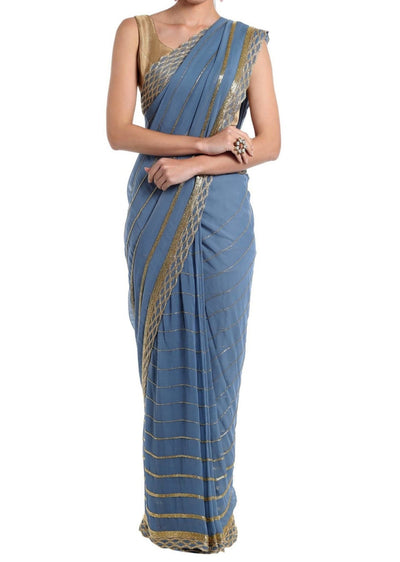 Sky Blue Embellished Saree - Indian Clothing in Denver, CO, Aurora, CO, Boulder, CO, Fort Collins, CO, Colorado Springs, CO, Parker, CO, Highlands Ranch, CO, Cherry Creek, CO, Centennial, CO, and Longmont, CO. Nationwide shipping USA - India Fashion X