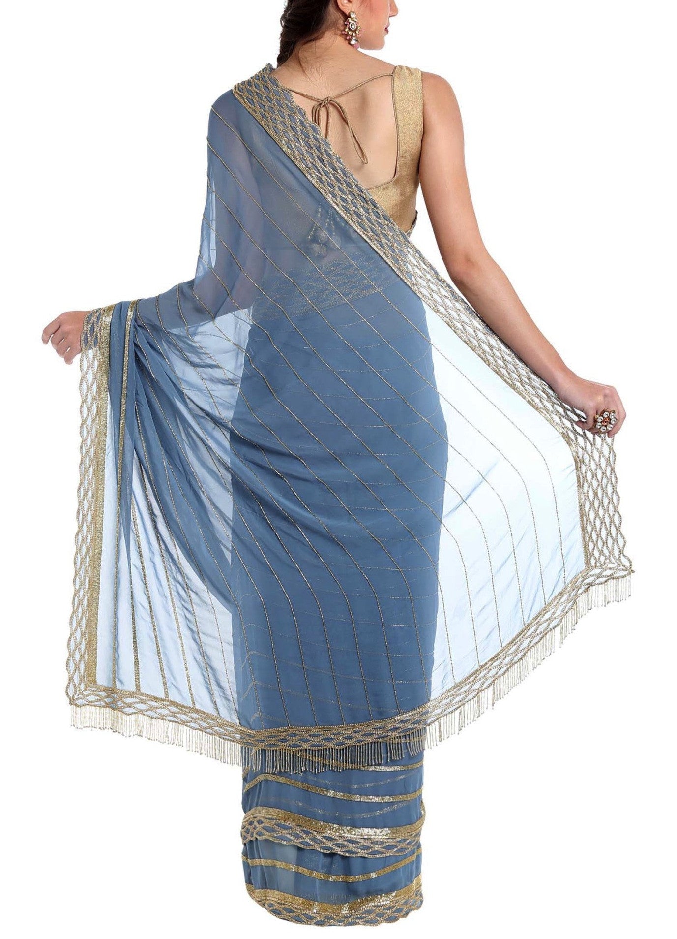 Sky Blue Embellished Saree - Indian Clothing in Denver, CO, Aurora, CO, Boulder, CO, Fort Collins, CO, Colorado Springs, CO, Parker, CO, Highlands Ranch, CO, Cherry Creek, CO, Centennial, CO, and Longmont, CO. Nationwide shipping USA - India Fashion X