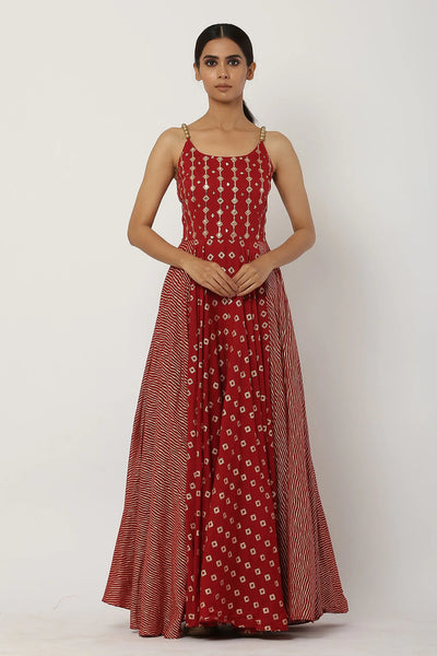 Red Beaded Anarkali Set - Indian Clothing in Denver, CO, Aurora, CO, Boulder, CO, Fort Collins, CO, Colorado Springs, CO, Parker, CO, Highlands Ranch, CO, Cherry Creek, CO, Centennial, CO, and Longmont, CO. Nationwide shipping USA - India Fashion X