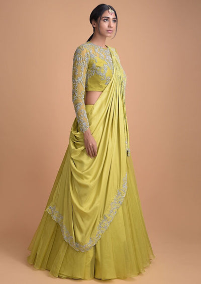 Chartreuse Green Lehenga - Indian Clothing in Denver, CO, Aurora, CO, Boulder, CO, Fort Collins, CO, Colorado Springs, CO, Parker, CO, Highlands Ranch, CO, Cherry Creek, CO, Centennial, CO, and Longmont, CO. Nationwide shipping USA - India Fashion X