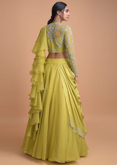 Chartreuse Green Lehenga - Indian Clothing in Denver, CO, Aurora, CO, Boulder, CO, Fort Collins, CO, Colorado Springs, CO, Parker, CO, Highlands Ranch, CO, Cherry Creek, CO, Centennial, CO, and Longmont, CO. Nationwide shipping USA - India Fashion X