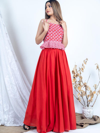 Crop Top Palazzo Set - Indian Clothing in Denver, CO, Aurora, CO, Boulder, CO, Fort Collins, CO, Colorado Springs, CO, Parker, CO, Highlands Ranch, CO, Cherry Creek, CO, Centennial, CO, and Longmont, CO. Nationwide shipping USA - India Fashion X