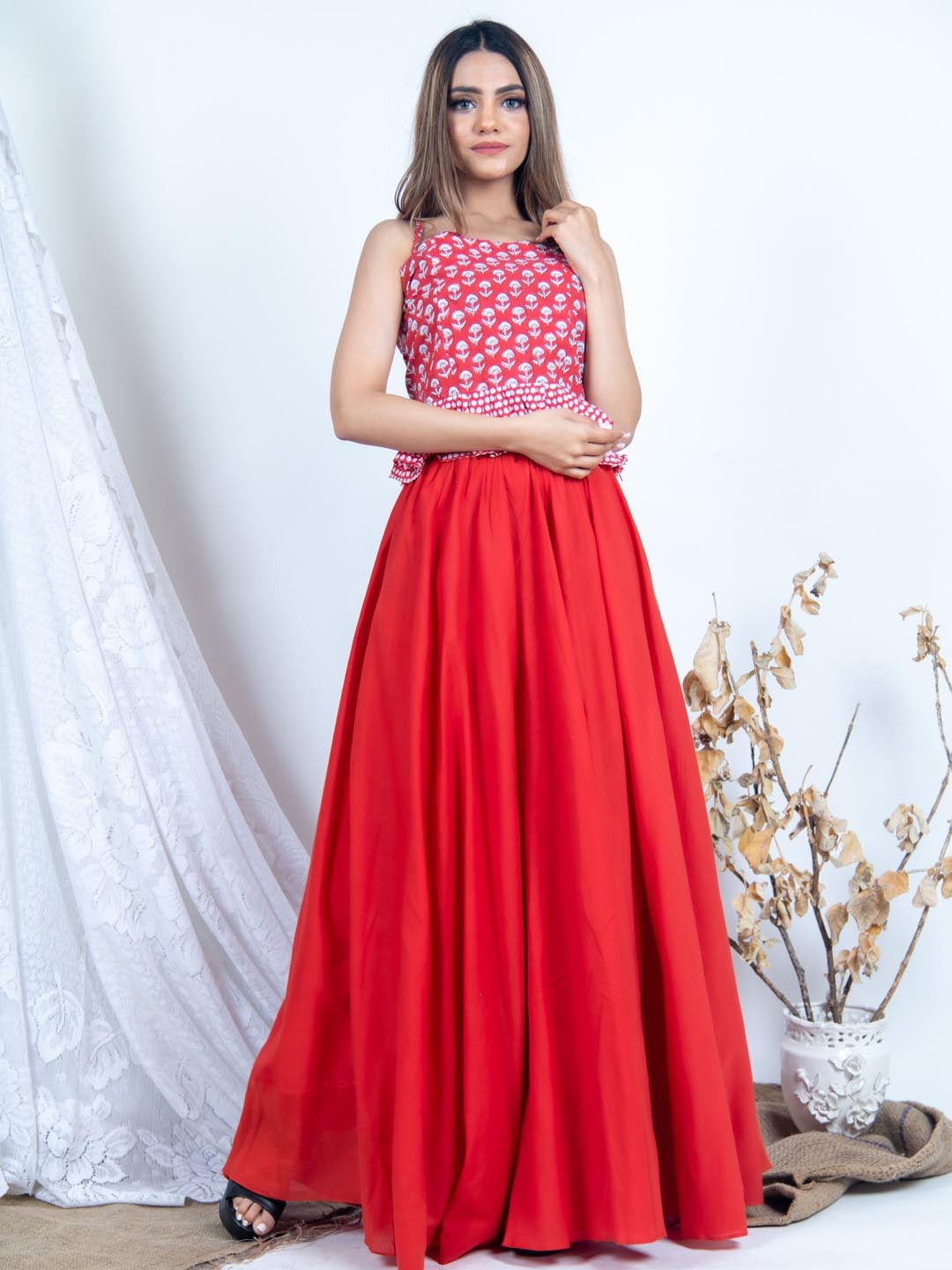 Crop Top Palazzo Set - Indian Clothing in Denver, CO, Aurora, CO, Boulder, CO, Fort Collins, CO, Colorado Springs, CO, Parker, CO, Highlands Ranch, CO, Cherry Creek, CO, Centennial, CO, and Longmont, CO. Nationwide shipping USA - India Fashion X