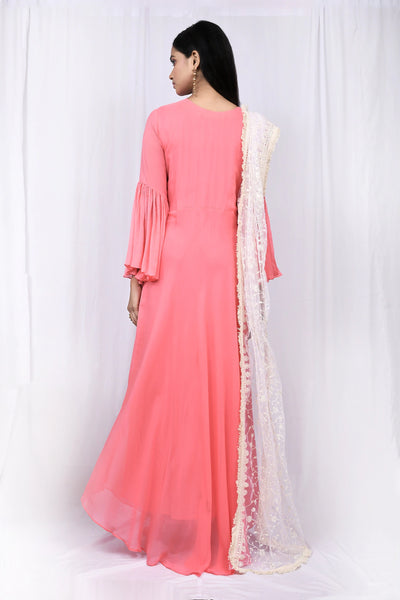 Pink Georgette Anarkali - Indian Clothing in Denver, CO, Aurora, CO, Boulder, CO, Fort Collins, CO, Colorado Springs, CO, Parker, CO, Highlands Ranch, CO, Cherry Creek, CO, Centennial, CO, and Longmont, CO. Nationwide shipping USA - India Fashion X