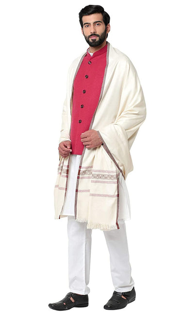 Wool Dupatta Stole for Men- Beige Indian Clothing in Denver, CO, Aurora, CO, Boulder, CO, Fort Collins, CO, Colorado Springs, CO, Parker, CO, Highlands Ranch, CO, Cherry Creek, CO, Centennial, CO, and Longmont, CO. NATIONWIDE SHIPPING USA- India Fashion X