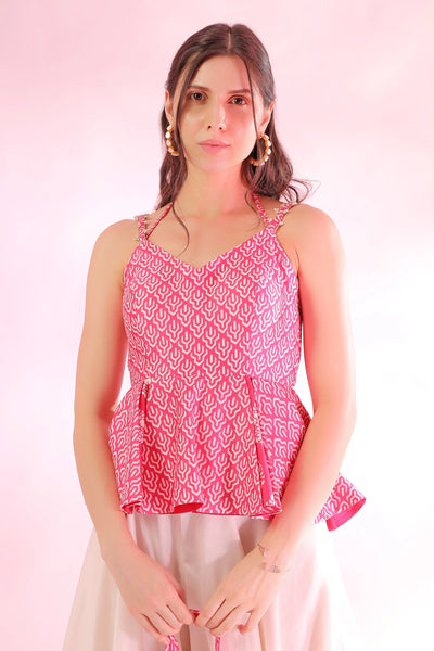 Pink Chanderi Peplum Palazzo Set Indian Clothing in Denver, CO, Aurora, CO, Boulder, CO, Fort Collins, CO, Colorado Springs, CO, Parker, CO, Highlands Ranch, CO, Cherry Creek, CO, Centennial, CO, and Longmont, CO. NATIONWIDE SHIPPING USA- India Fashion X