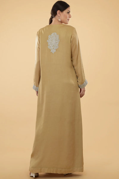 Beige Modal Satin Kaftan Indian Clothing in Denver, CO, Aurora, CO, Boulder, CO, Fort Collins, CO, Colorado Springs, CO, Parker, CO, Highlands Ranch, CO, Cherry Creek, CO, Centennial, CO, and Longmont, CO. NATIONWIDE SHIPPING USA- India Fashion X