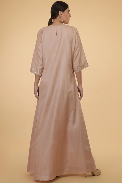 Pink Silk Crepe Kaftan Indian Clothing in Denver, CO, Aurora, CO, Boulder, CO, Fort Collins, CO, Colorado Springs, CO, Parker, CO, Highlands Ranch, CO, Cherry Creek, CO, Centennial, CO, and Longmont, CO. NATIONWIDE SHIPPING USA- India Fashion X