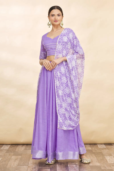 Purple Linen Cotton Lehenga - Indian Clothing in Denver, CO, Aurora, CO, Boulder, CO, Fort Collins, CO, Colorado Springs, CO, Parker, CO, Highlands Ranch, CO, Cherry Creek, CO, Centennial, CO, and Longmont, CO. Nationwide shipping USA - India Fashion X