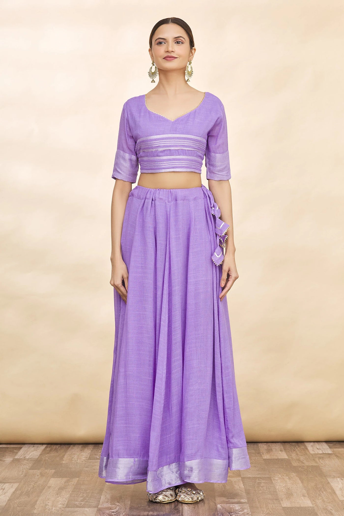 Purple Linen Cotton Lehenga - Indian Clothing in Denver, CO, Aurora, CO, Boulder, CO, Fort Collins, CO, Colorado Springs, CO, Parker, CO, Highlands Ranch, CO, Cherry Creek, CO, Centennial, CO, and Longmont, CO. Nationwide shipping USA - India Fashion X